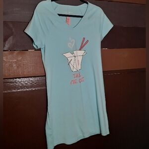 NWOT Fashion Bug Small Chinese Take Out Blue Short sleeve Nightshirt